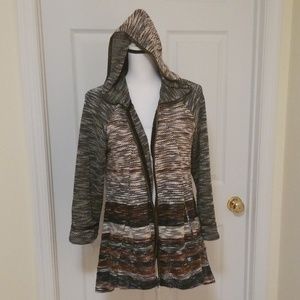 For Cynthia Lagenlook Hooded Zip Cardigan M